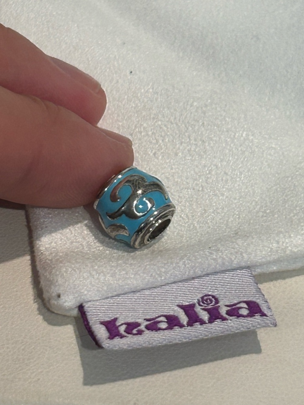 Pandora-style “Private Moment” Charm - Sterling Silver/Blue Enamel